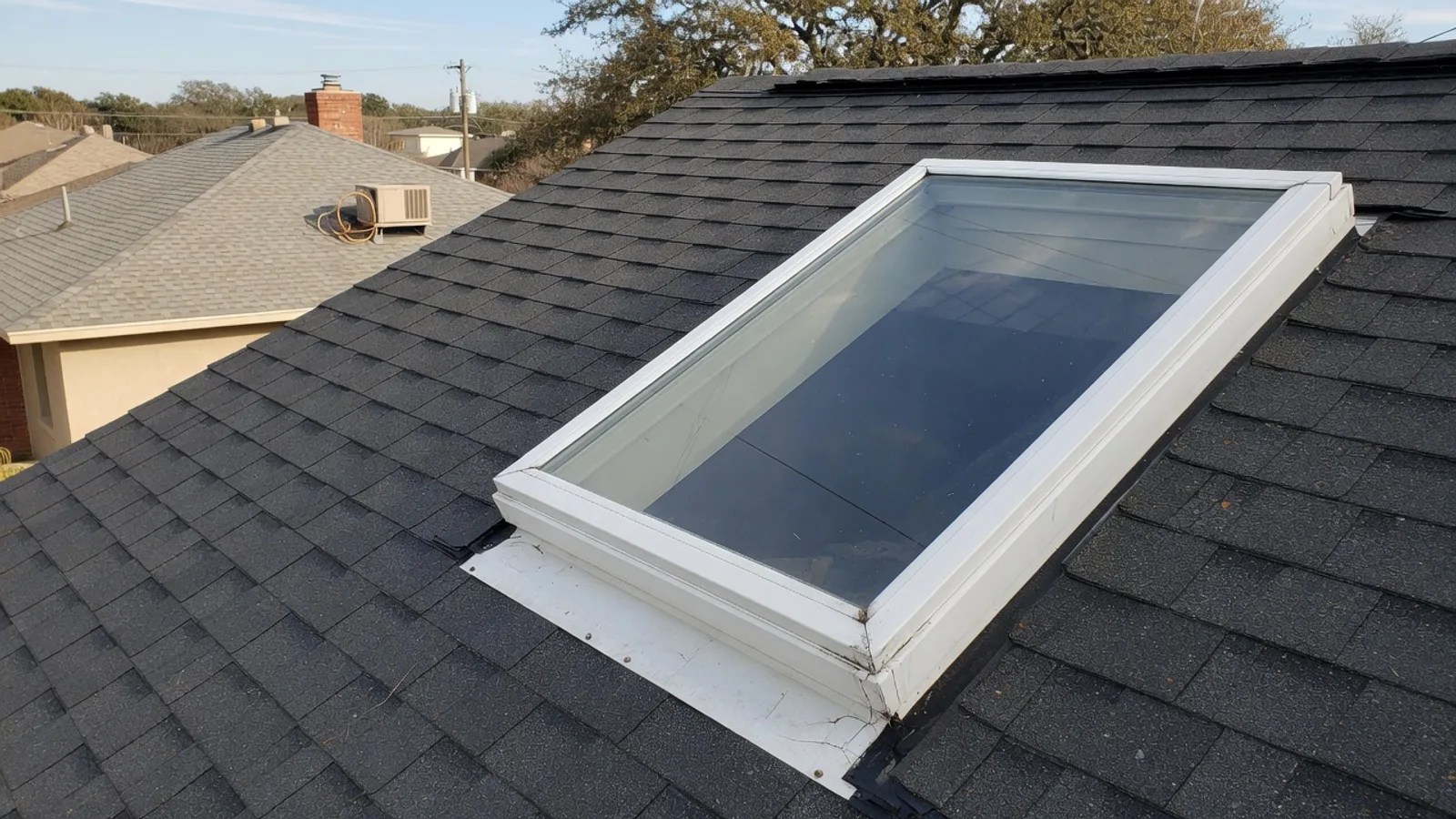 Residential skylight on an Austin asphalt-shingle roof