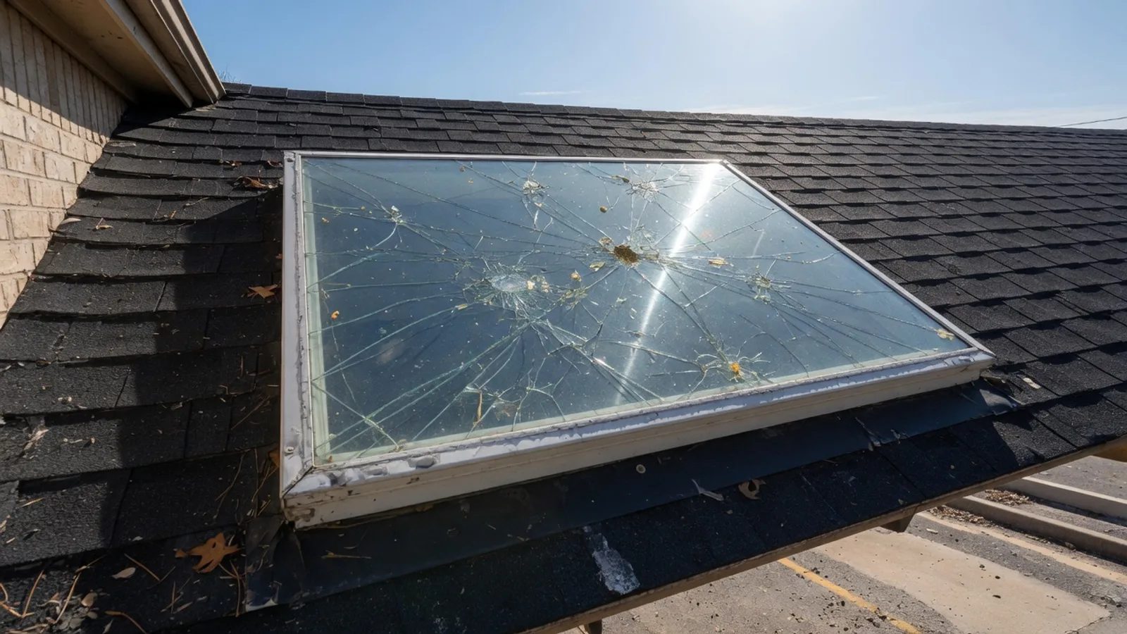 Fogged skylight glass in an Austin ceiling well